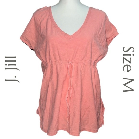 J. Jill - Cotton Cinch Waist Peach Top - Size Medium - Picture 7 of 7